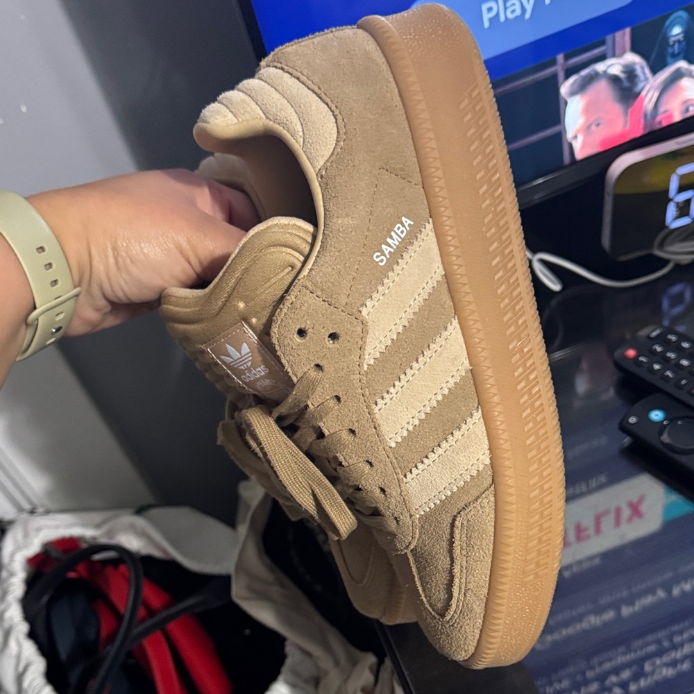 Adidas Samba XLG Sneakers in Tan and Cream - Picture 3 of 8